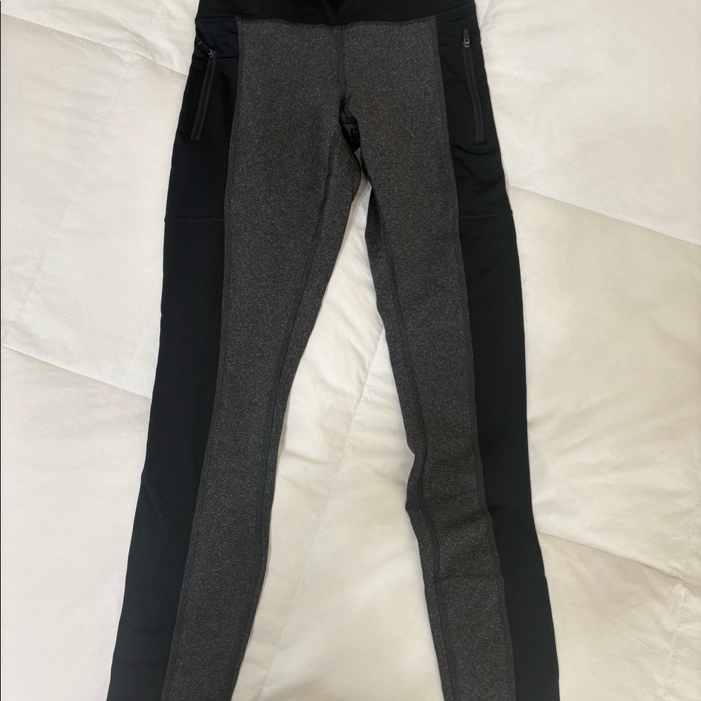 37.5” leggings XS Gray & Black w/ side pockets & 33” leggings